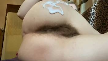 Natural Hairy Girl body lotion session . Hairy pussy , hairy ass , hairy legs and hairy armpits by cutieblonde
